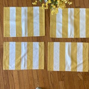 Crate&Barrel Mustard Yellow and White Striped Placemats - Set of 4